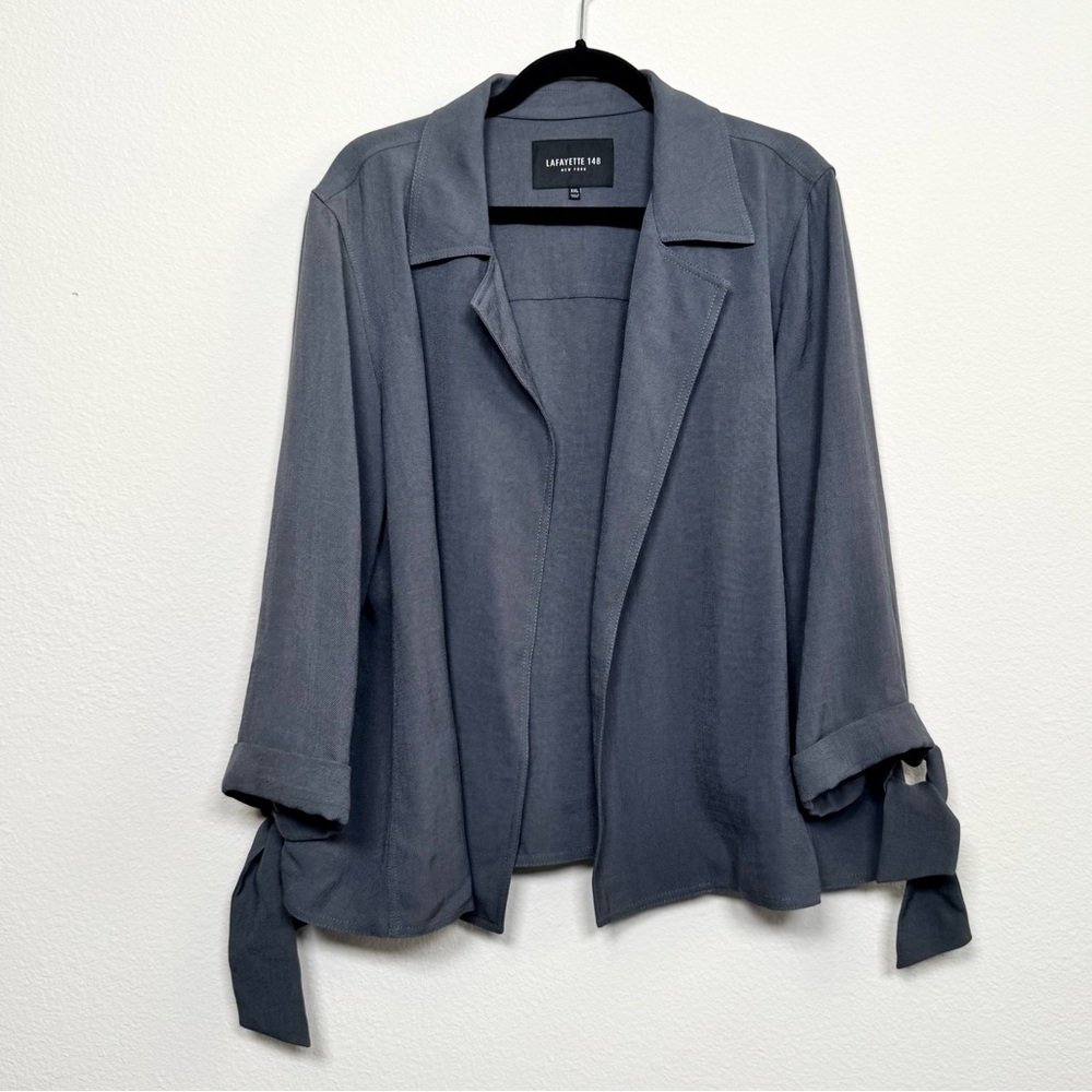 Lafayette 148 New York Open Front Grant Blazer Jacket 3/4 Tie Sleeves XXL